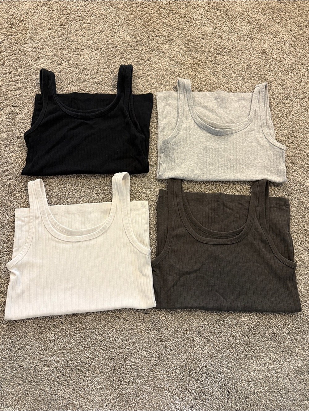 American Eagle Classic Ribbed Tank Top - Black, Gray, White, Charcoal
